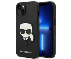Dėklas Karl Lagerfeld KLHCP14MSAPKHK IPHONE 14 PLUS / 15 PLUS 6.7 "Juodas / Juodas HARDCASE SAFFIANO KARL`S HEAD PATCH