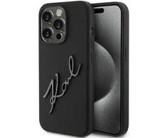 Karl Lagerfeld KLHCP15LSKSBMCK Apple iPhone 15 Pro 6.1″ juodos spalvos kietas dėklas Silicone Karl Script
