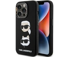 Dėklas Karl Lagerfeld KLHCP15XSDHKNK IPHONE 15 PRO MAX 6.7 "Juodas/Juodas SILICONE KARL &amp; CHUPETTE HEAD