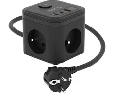 KERG SMART – 3 LIZDŲ MAITINIMO LIZDAS + USB-A+USB-C ĮKROVIKLIS 1,5M 3×1,5MM2 H05VV-F 16A/250V