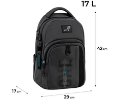Mokyklinė kuprinė „Kite“ K26-2578M-3. pilkos sp.. 29x17x42 cm