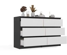 Top E Shop M6 MALWA CHEST OF DRAWERS 120 CM 6 DRAWERS ANTHRACITE/Baltas