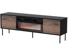 Cama Meble Cama CORTINA TV cabinet 180x40x60 juodas/walnut + juodas fireplace