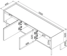 Laikiklis Cama Meble Cama FELLINI TV spintelė 150x40x52 alyvuogių + alyvuoto ąžuolo stalviršis