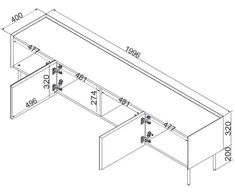 Laikiklis Cama Meble Cama FELLINI TV spintelė 200x40x52 kašmyro + alyvuotas ąžuolo stalviršis