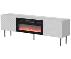 Laikiklis Cama Meble Cama LUCCA TV cabinet 180x40x59 baltas + juodas fireplace