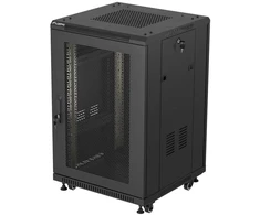 19" 18U 600 × 600 Juodas FLOOR-STANDING RACK CABINET WITH PERFORATED DOOR, LANBERG (FLAT PACK)