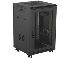 19" 18U 600 × 600 Juodas FLOOR-STANDING RACK CABINET WITH PERFORATED DOOR, LANBERG (FLAT PACK)