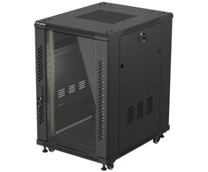 19" 18U 600 × 800 Juodas FLOOR-STANDING RACK CABINET WITH GLASS DOOR, LANBERG (FLAT PACK)