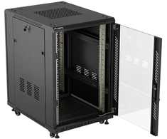 Lanberg stovima serverinė spinta 19" 18U 600x800 juoda, su stiklinėmis durimis