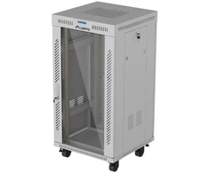 19" 22U 600 × 600 Pilkas FLOOR-STANDING RACK CABINET WITH GLASS DOOR AND LCD, LANBERG (FLAT PACK)