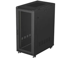 19" 27U 600 × 1000 Juodas FLOOR-STANDING RACK CABINET WITH PERFORATED DOOR, LANBERG (FLAT PACK)