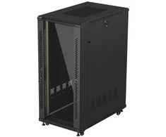 19" 27U 600 × 1000 Juodas FLOOR-STANDING RACK CABINET WITH GLASS DOOR, LANBERG (FLAT PACK)