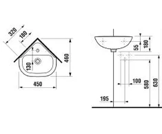Laufen WASHBASIN CORNER SMALL WH H8166120001311