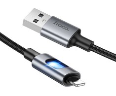 LED laidas USB A į Lightning Hoco 2,4A 1,2 m U144 juodas