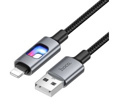 LED laidas USB A į Lightning Hoco 2,4A 1,2 m U144 juodas