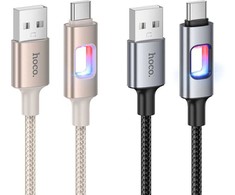 LED Cable USB A to USB C Hoco 3A 1,2 m U144 baltas