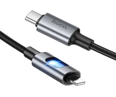 LED Cable USB C to Lightning Hoco PD 27W 1,2 m U144 juodas