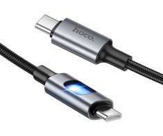 LED Cable USB C to USB C Hoco 3A 60W 1,2 m U144 juodas
