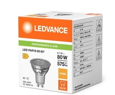 Ledvance 6,1W LED lemputė PAR16, GU10, PAR16, skaidri, 60°, 2700K