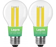 LEPRO 100094-WW-EU-2 E27 Filament LED lemputė, 7.2W (100W), 1521 lm, 2700K, A klasė, 2 vnt.