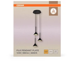 Osram 13W LED pakabinamas šviestuvas FUJI, juodas, 3000K