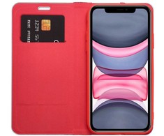 Oem Flip dėklas, skirtas iPhone 16, Luna Book Carbon raudonas