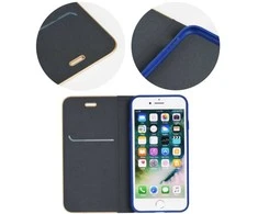 Forcell OEM atverčiamas dėklas iPhone 7 / 8 / SE 2020 / SE 2022 Luna Book auksinis tamsiai mėlynas