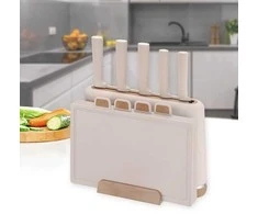 Maestro MR-1412-BEIGE peilių rinkinys su pjaustymo lentele ir rusvai gelsvas