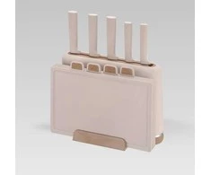 Maestro MR-1412-BEIGE peilių rinkinys su pjaustymo lentele ir rusvai gelsvas