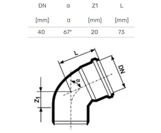 Magnaplast Elbow internal D40x67 PP