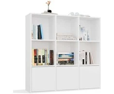 Top E Shop Topeshop MALAX lentynų blokas 3x3 A, baltas, su 3 durelėmis, skyreliais, 110x110 cm, užlenkiamos