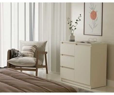 Top E Shop CHEST OF DRAWERS 1 DOOR 3 DRAWERS COLOUR CASHMERE
