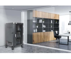 Manhattan Nešiojamas kompiuteris Charging Cart/Trolley via AC Adapteris (EU) 30-bay, Install device's AC Adapteris (power cables) into unit, Suitable for ALL laptops (to 16"), iPads, MacBooks, Chromebooks, other portable devices, Bays 380x30x280mm, Cabinet, Lockable