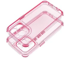 OEM dėklas, skirtas iPhone 17 Pro / 18 Pro (žemas kameros kraštas), Matrix Clear, miltelinės rožinės spalvos