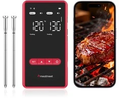 Išmanusis laikrodis „Metapen Meatmeet X Pro“ virtuvės termometras su „Bluetooth“ / „WiFi“ programėle griliams, orkaitėms, rūkykloms - Juodas
