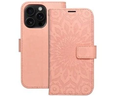 Telefono dėklas Oem MEZZO Book skirtas Iphone 16 Pro, persiko spalvos
