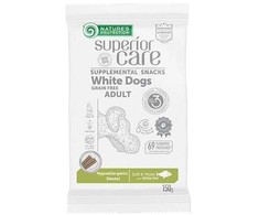 Nature's Protection Superior Care Baltas Dogs begrūdis Hypoallergenic Dental with su balta žuvimi Adult All breeds, begrūdis suaugusių šunų pašaro papildas – skanėstai su balta žuvimi, 150 g