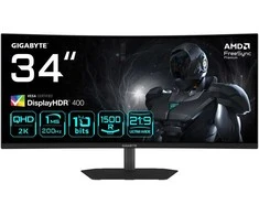 Monitorius Gigabyte | G34WQC2 EK | 34 " | VA | WQHD | 200 Hz | 1 ms | 3440 x 1440 pikselių | 450 cd/m² | HDMI jungtys quantity 2