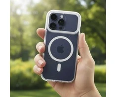 OEM dėklas, skirtas „iPhone 17 AIR Frame Clear Hybrid Mag Cover“, suderinamas su „MagSafe“ permatomu dangteliu.
