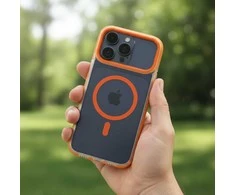 OEM dėklas, skirtas iPhone 17 Frame Clear Hybrid Mag Cover, suderinamas su MagSafe, hermes oranžinis