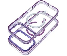 Nešiojamas kompiuteris Oem Case for iPhone 17 AIR Frame Clear Hybrid Mag Cover compatible with MagSafe violetinė