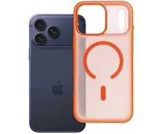 Nešiojamas kompiuteris Oem Originalus „iPhone 17 PRO MAX“ dėklas „Flexline Mag Cover“, suderinamas su „MagSafe“, oranžinis