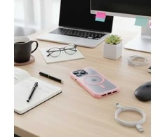 Nešiojamas kompiuteris Oem Originalus „iPhone 16 PRO Flexline Mag“ dėklas, suderinamas su „MagSafe“, rožinis
