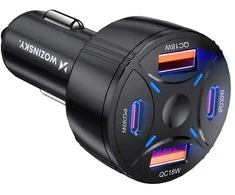 Wozinsky WLS-04 60W Car Charger 2xUSB-C 2xUSB-A - Juodas