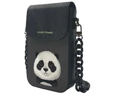 Nimmy Rinkinys 3in1 dėklas telefonui + krepšys + daiktų ieškikliui dėklas telefonui juodos spalvos Big Eyed Pet 2.0 Panda