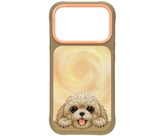 Dėklas NIMMY case BIG EYED LYING TEDDY POODLE compatible with MagSafe for IPHONE 18 Pro Max/17 Pro Max ruda