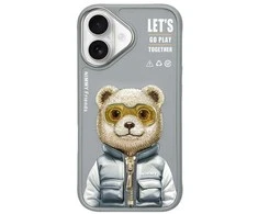 Nimmy dėklas Apple iPhone 16 6.1″ pilkos spalvos Cool&amp;Cute 2.0 Bear