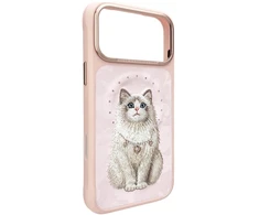 NIMMY dėklas LUCKY FASHION CAT, suderinamas su MagSafe, skirtas IPHONE 18 Pro/17 Pro, rožinis