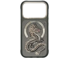Dėklas NIMMY case MAGNETIC FANTASY ANIMAL DRAGON compatible with MagSafe for IPHONE 18 Pro Max/17 Pro Max pilkas